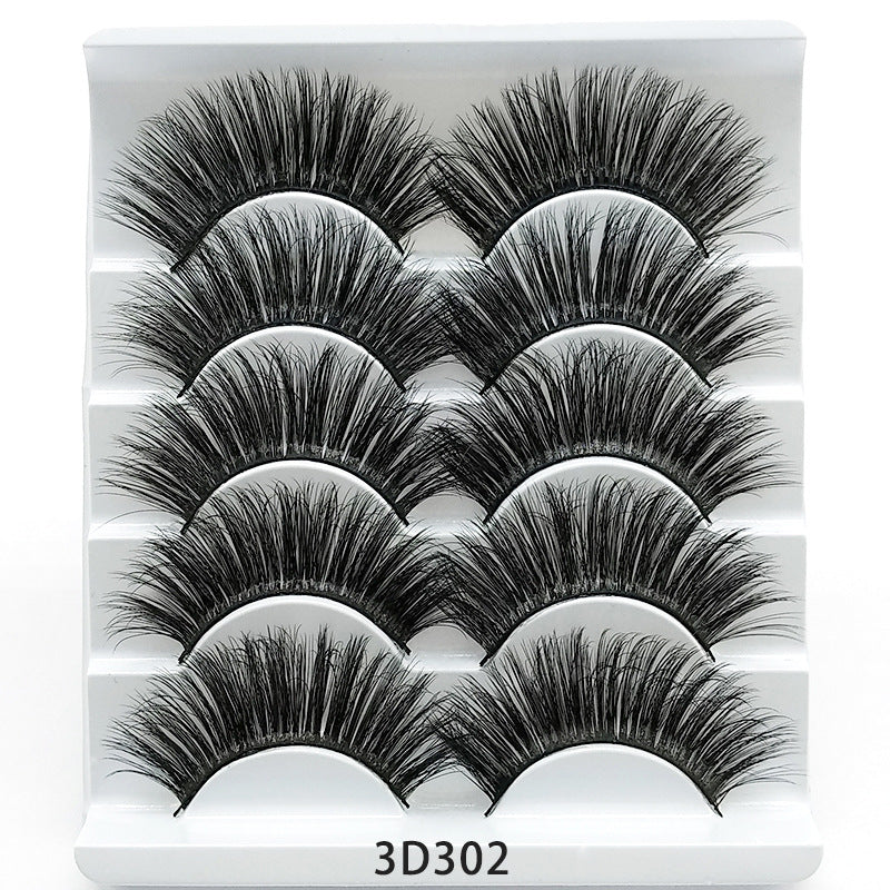 Mink False Eyelashes 3D False Eyelashes Five Pairs Of Soft Cotton Stalk Eyelashes