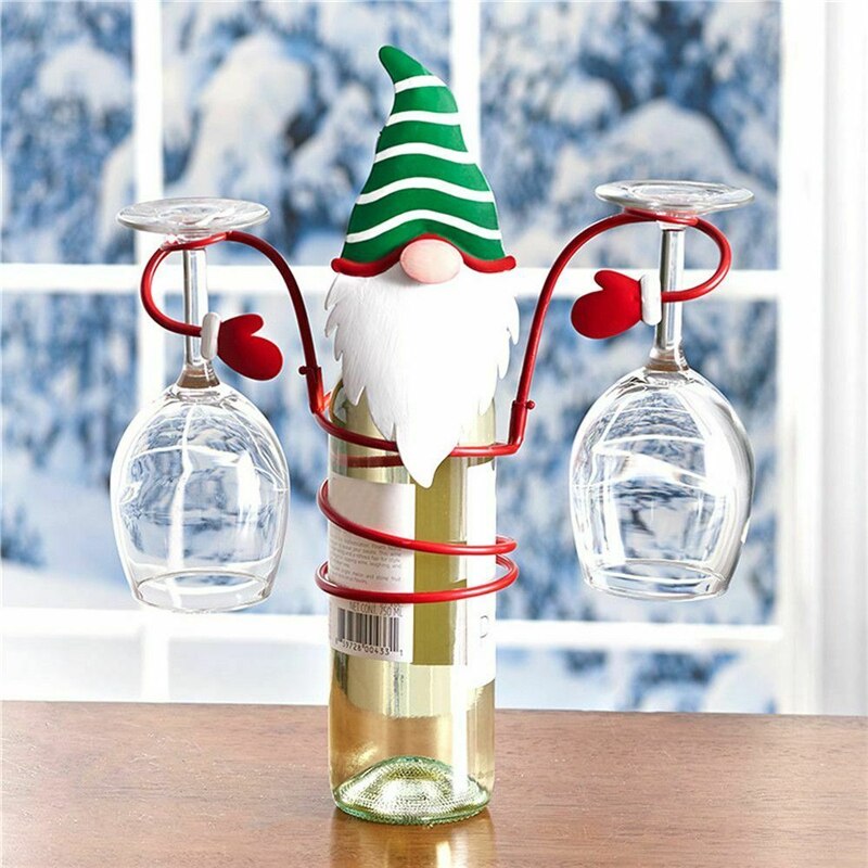 Wine Bottle Holders Glass Wine Rack Christmas Decoration for Home Organizer Rack Desktop Shelves Snowman Xmas Gift New Year 2022