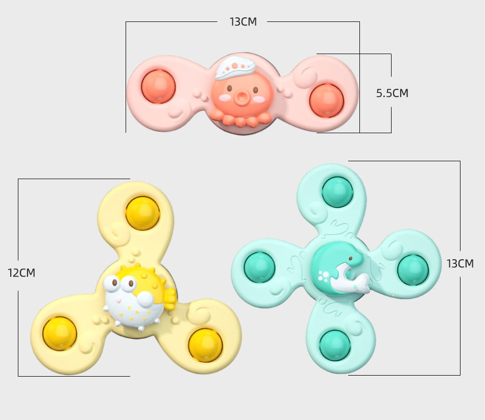 3pc Boy Children Bathing Sucker Spinner Suction Cup Animal Swimming Toy  Baby Bath Toys For Kids Funny Child Rattles Teether