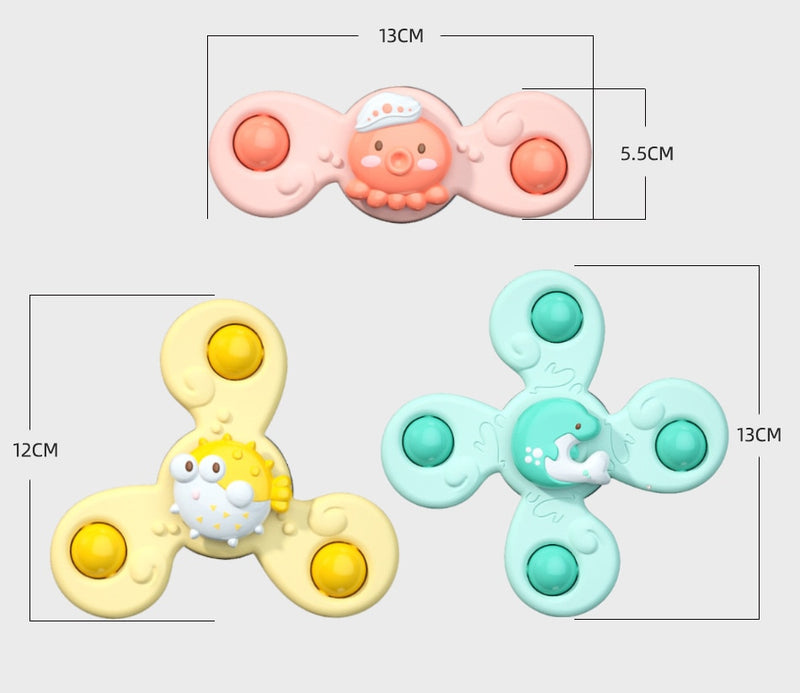 3pc Boy Children Bathing Sucker Spinner Suction Cup Animal Swimming Toy  Baby Bath Toys For Kids Funny Child Rattles Teether