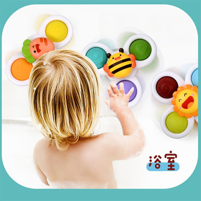 3pc Boy Children Bathing Sucker Spinner Suction Cup Animal Swimming Toy  Baby Bath Toys For Kids Funny Child Rattles Teether