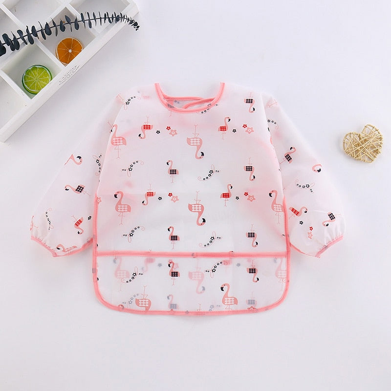 Baby Bibs New Cute Children Baby Stuff Toddler Waterproof Long Sleeve Art Smock Feeding Bib Apron for Kids 0-6 Years