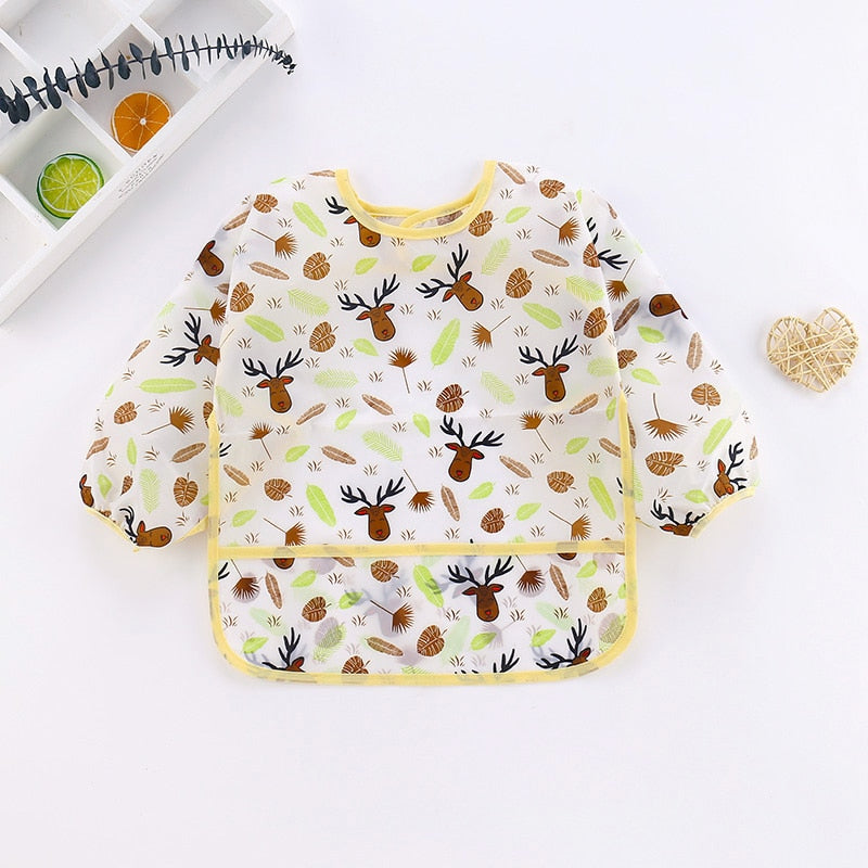 Baby Bibs New Cute Children Baby Stuff Toddler Waterproof Long Sleeve Art Smock Feeding Bib Apron for Kids 0-6 Years