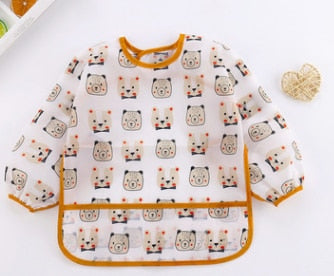 Baby Bibs New Cute Children Baby Stuff Toddler Waterproof Long Sleeve Art Smock Feeding Bib Apron for Kids 0-6 Years