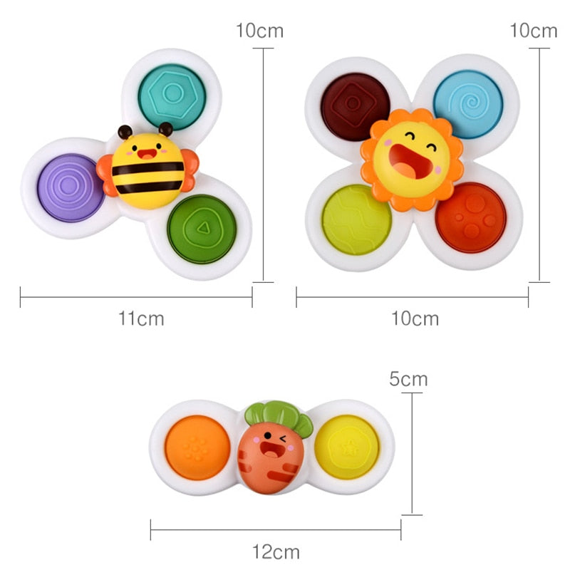 3pc Boy Children Bathing Sucker Spinner Suction Cup Animal Swimming Toy  Baby Bath Toys For Kids Funny Child Rattles Teether