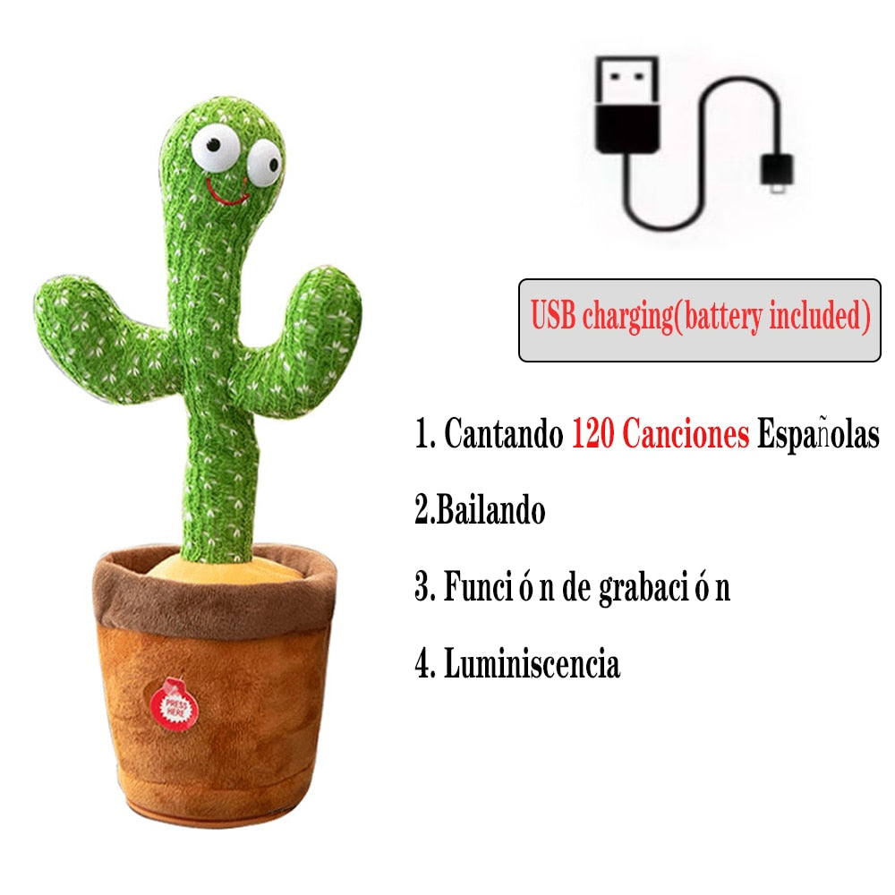 Lovely Dancing Cactus Talking Toy USB Charging Sound Record Repeat Doll Kawaii Cactus Kids Education Toys Gift Birthday Present