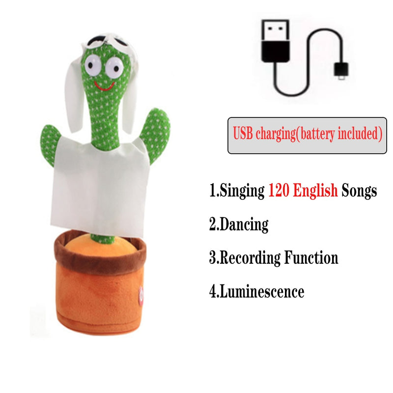 Lovely Dancing Cactus Talking Toy USB Charging Sound Record Repeat Doll Kawaii Cactus Kids Education Toys Gift Birthday Present