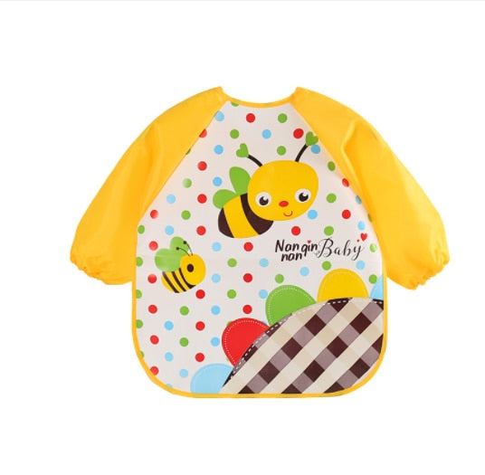 Baby Bibs New Cute Children Baby Stuff Toddler Waterproof Long Sleeve Art Smock Feeding Bib Apron for Kids 0-6 Years