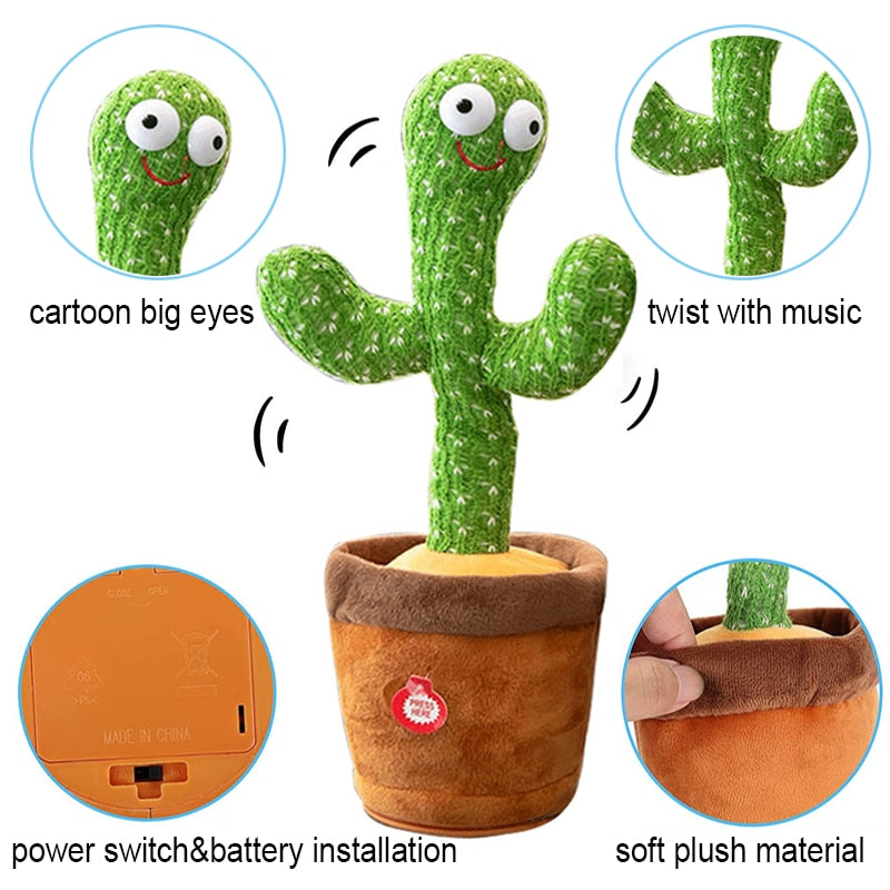 Lovely Dancing Cactus Talking Toy USB Charging Sound Record Repeat Doll Kawaii Cactus Kids Education Toys Gift Birthday Present