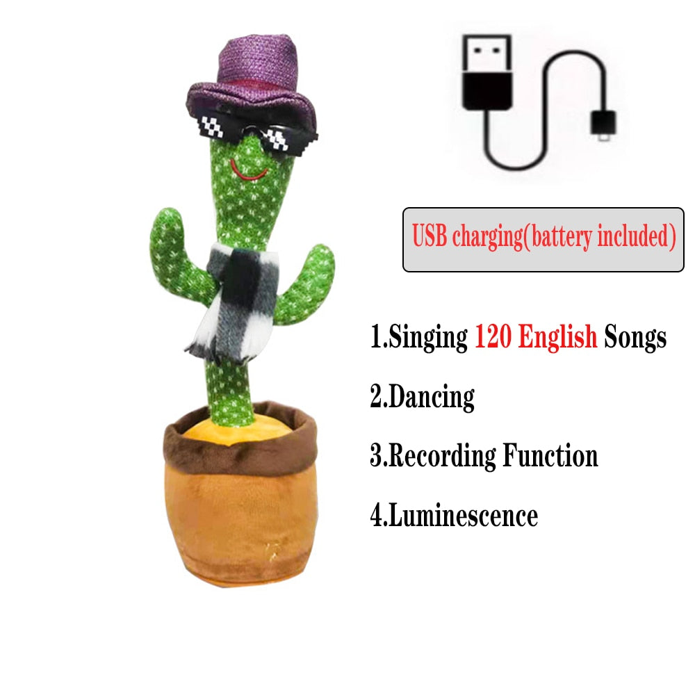 Lovely Dancing Cactus Talking Toy USB Charging Sound Record Repeat Doll Kawaii Cactus Kids Education Toys Gift Birthday Present