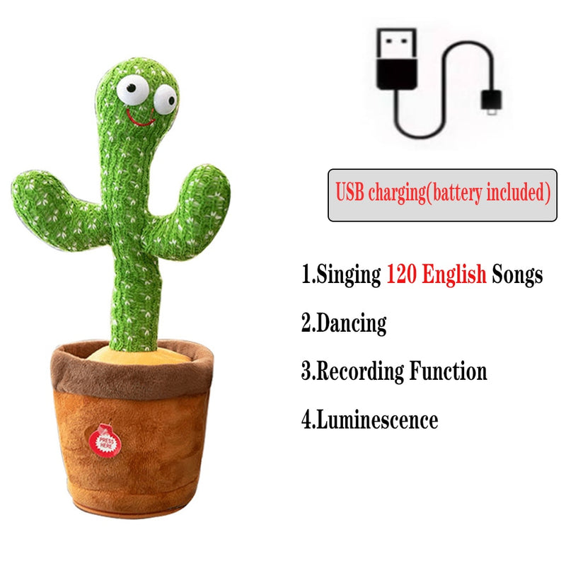 Lovely Dancing Cactus Talking Toy USB Charging Sound Record Repeat Doll Kawaii Cactus Kids Education Toys Gift Birthday Present