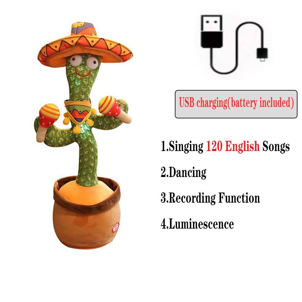 Lovely Dancing Cactus Talking Toy USB Charging Sound Record Repeat Doll Kawaii Cactus Kids Education Toys Gift Birthday Present