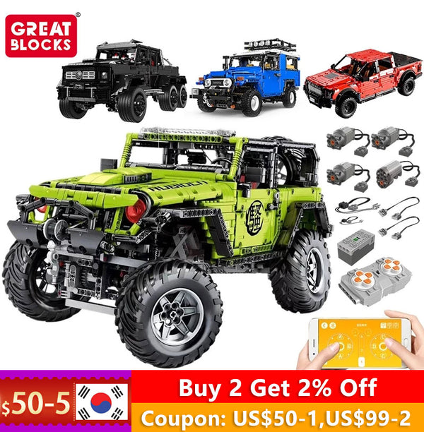 Technical Car APP Remote Control J902 Moter Power Bricks SUV Building Blocks Buggy Gift Toys For Boys Sets Moc Assembling Models